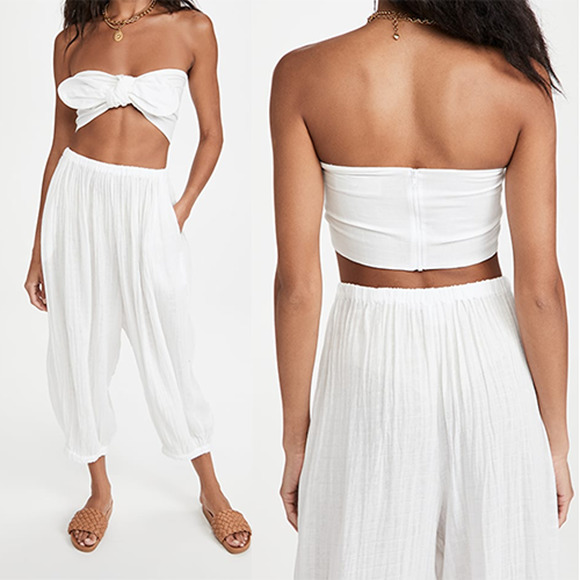 Just BEE Queen Tops - Just BEE Queen Lola Front Knot Women's Bandeau Top Ivory Size: X-Small NWOT